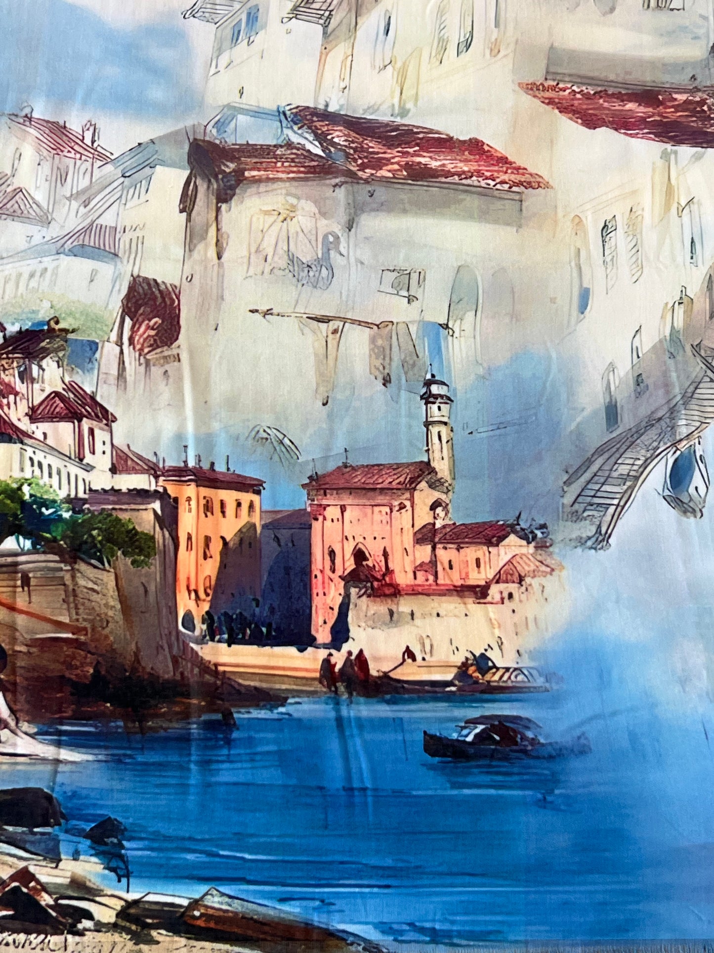 Modischer Schal mit von Ambrossiana mit einem schönen Hafenörtchen in Süd-Italien.